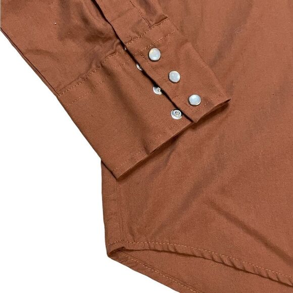 ROPER Pearl Snap Button Down Shirt Brown Size Medium - Picture 3 of 5